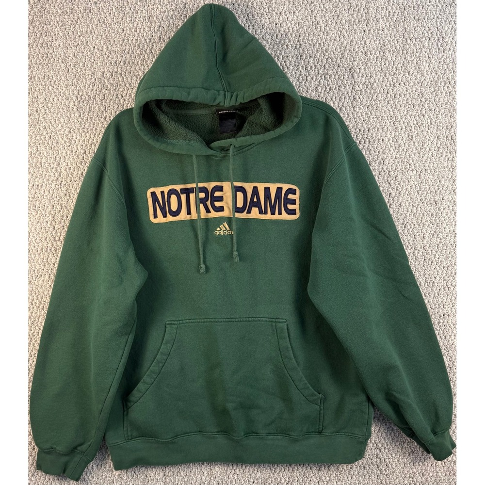 Adidas Notre Dame Hoodie Large Green Vintage 98 Fighting Irish Sweatshirt T270